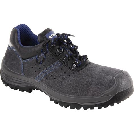 COFAN zapato serraje gris s1p modelo myron t 40 , Zapato de seguridad S1P+SRC de serraje reflectante Modelo Myron. En color gris con las costuras en color azul. Tallas disponibles (1/2)