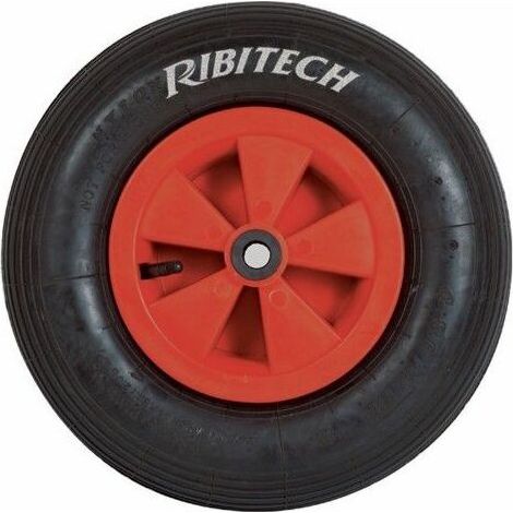 Ribimex – Roue gonflable pour brouette 400 mm – Pneu gonflable pour absorption chocs – Roulement à aiguilles – Polypropylène 105 mm de large – Alésage 20 mm (1/2)