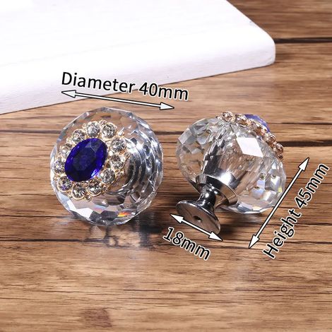 (Ensemble de 2 pièces) Boutons et poignées de meuble en cristal