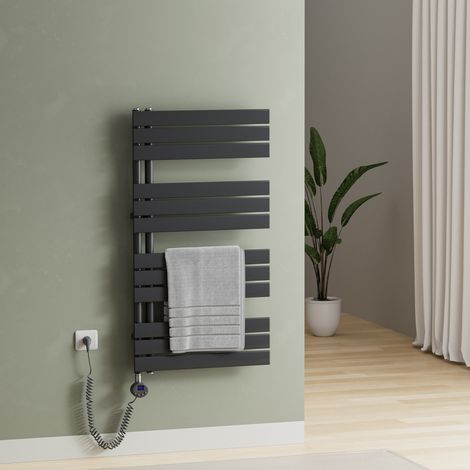 S’AFIELINA Radiateur Sèche-serviettes Electrique avec thermostat programmable, chauffe-serviettes électrique avec contrôle de la température, Anthracite 104.1x60 cm 600Watts (1/5)