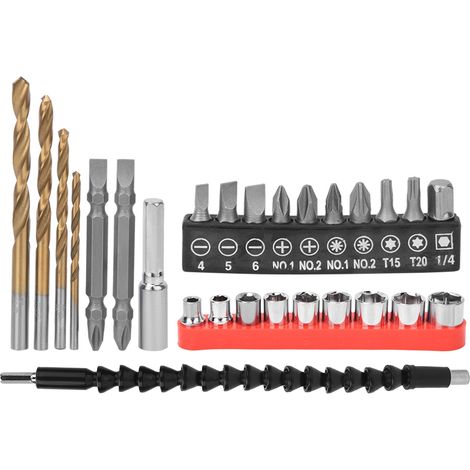 Lot de 27 embouts de vissage, tige flexible en acier au carbone, foret torsadé (1/5)