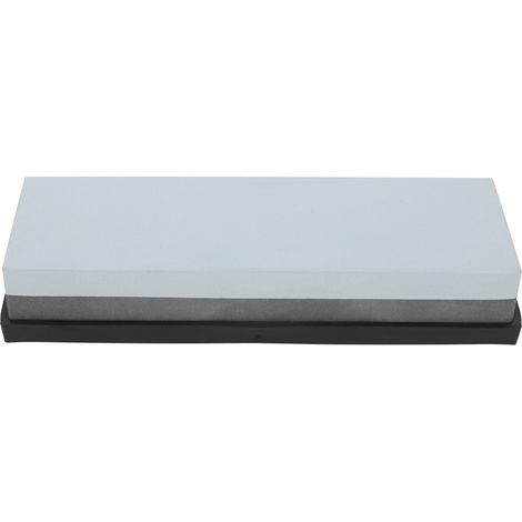 Ortviai Pierre à aiguiser pour couteaux en corindon blanc 18 x 6 cm, double face (240/400) avec socle (1/5)