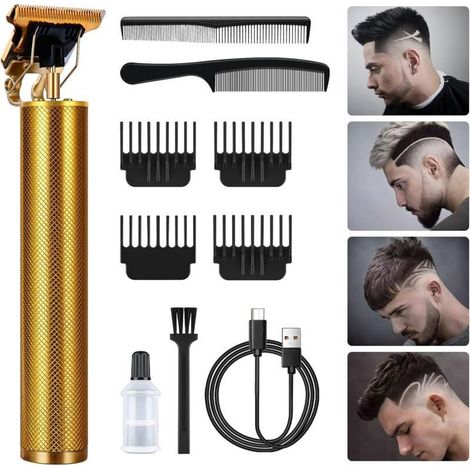 Tondeuse Cheveux Hommes, Tondeuse Barbe Kit Homme Electriques, Sans Fil Tondeuse à Cheveux Rasoir Barbe Tondeuse Kit (Or) (1/5)