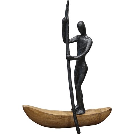 Signes Grimalt Figura De Persona Figuras  Figura Hombre Remando Barca Varios Marrón 9x28x37cm 30784