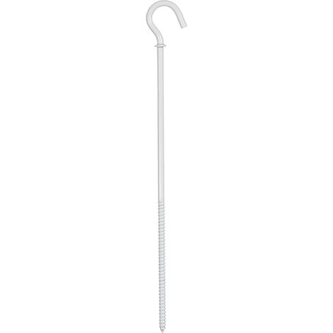 Eur Ohm – Piton blanc 150mm – Filetage long 80mm recoupable – Œillet Ø21mm pour fixation – Acier laqué IK04 pour luminaires suspendus