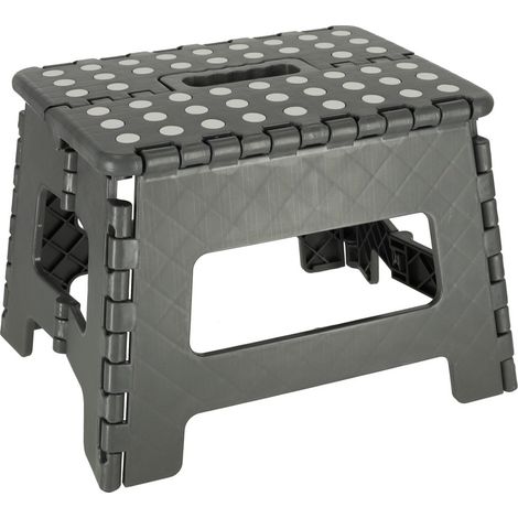 Tabouret pliant 22 cm, antidérapant, gris foncé, portable et peu encombrant (1/4)