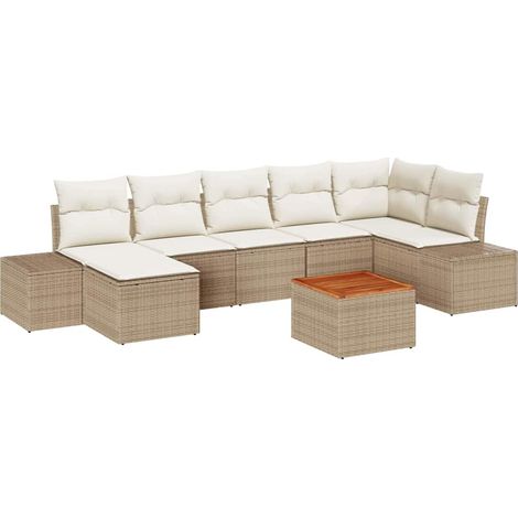 Maison Exclusive - Gartensofa-set mit Kissen 8 pcs Beige Poly-Rat