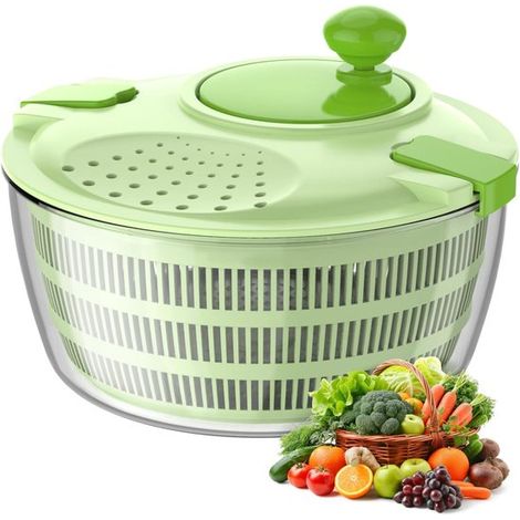 Centrifuga manuale per insalata (4,5 litri) Verde Per verdure, frutta e pasta Multifunzionale e facile da usare Cottura sana (1/5)