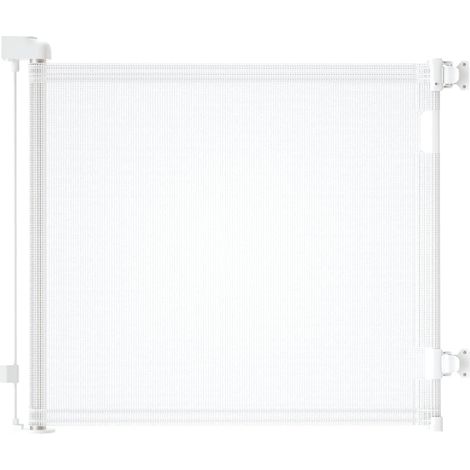 Barrière de Sécurité Enfant 0-140cm, Extensible et Rétractable, pour Bébé/Chien, Escaliers, Couloirs, Intérieur et Extérieur Blanc (1/5)