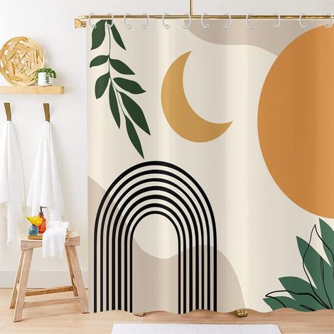 1 Rideau De Douche, Polyester Imperméable, Design Boho Géométrique, 180x180 Cm, Pour Salle De Bain (1/5)