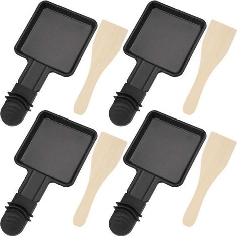 Poêles - Antiadhésives - Avec Poignée Isolée - Inclus 4 Raclettes en Bois - Compatibles Tous Feux (1/4)