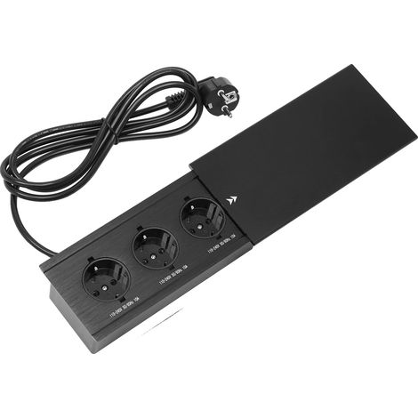 Presa di corrente da tavolo scorrevole, 3 prese di corrente, design salvaspazio, 3 fori, 220 V (1/2)