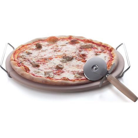 Excelsa pietra refrattaria tonda 33 cm con taglia pizza (1/3)