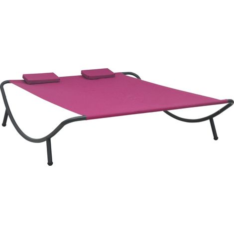 Lit de repos d'extérieur,Transat, bain de soleil, Tissu Rose XZZZ624052 (1/5)