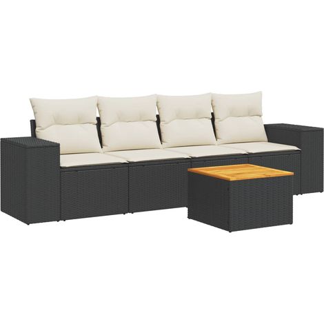 Maison Exclusive - Set de muebles de jardín 5 pzas y cojines ratá (1/3)