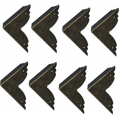 8 pièces Vintage Protecteur Décoratif d'angle en Fer protecteurs d'angle en métal pour Meubles De Protection d'angle De Meuble en Bronze pour Meuble et Boîte en Bois Coffret à Bijoux Bronze 707020mm,V (1/5)
