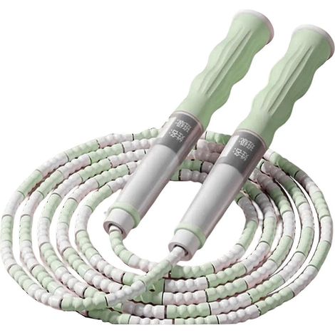 Corde à sauter en acier réglable, lestée et à perles, pour enfants, femmes et hommes (verte) (1/5)