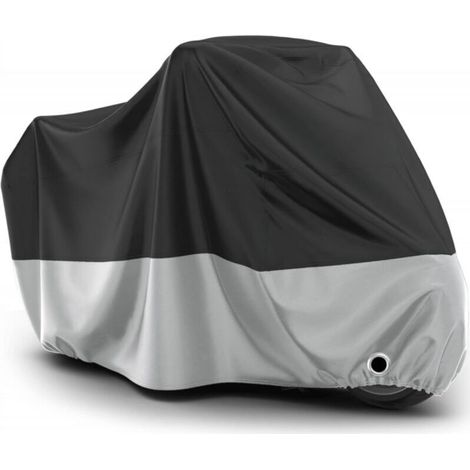 Waterproof motorcycle cover, Oxford fabric, dustproof, UV-resistant, windproof and sunproof, 245 x 105 x 125 cm, black + silver (1/5)