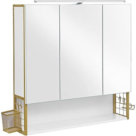 Luxurioser badezimmerschrank in wei und gold mit led licht (1/5)
