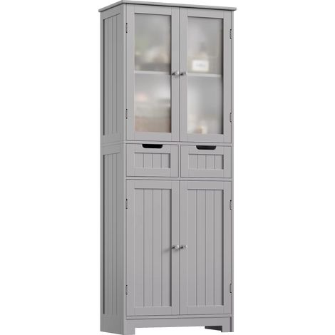Buffet gris – 170 cm – 4 portes et 2 tiroirs – Rangement – Cuisine/salle de bain/salon