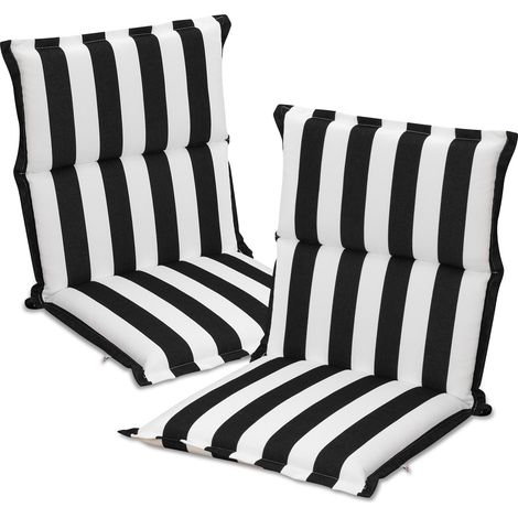 Aoodor Outdoor Chair Cushions, Set of 2 Fade-Resistant Patio Seat Cushions, Fit Patio Dining Chairs, 100x50x6 cm-Black