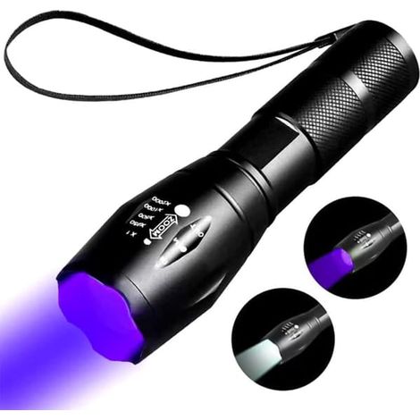 395nm UV-Taschenlampe, wiederaufladbar, 2-in-1 mit Schwarz- und Weißlicht, tragbar. (1/5)