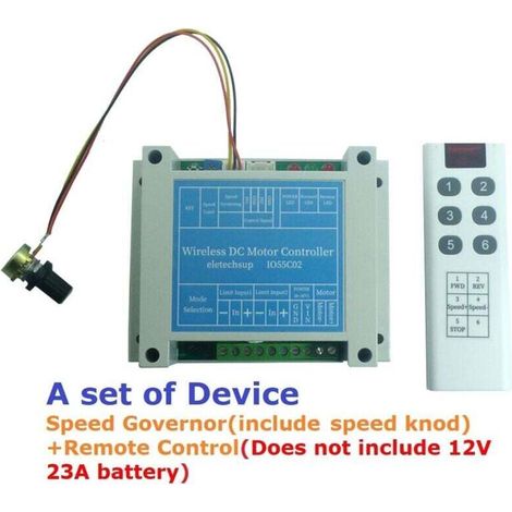 Módulo controlador de motor de 200 W CC 12 V/24 V con control remoto inalámbrico de 433 MHz y control de velocidad de avance/retroceso.