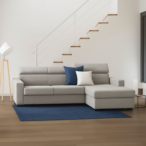 Talamo Italia Sofá fijo Mikaela, Sofá de esquina, 100% Made in Italy, Sofá de salón con chaise longue, en tela acolchada - península contenedor derecho, con reposabrazos delgados, Cm 280x95h85, Tórtol (1/5)
