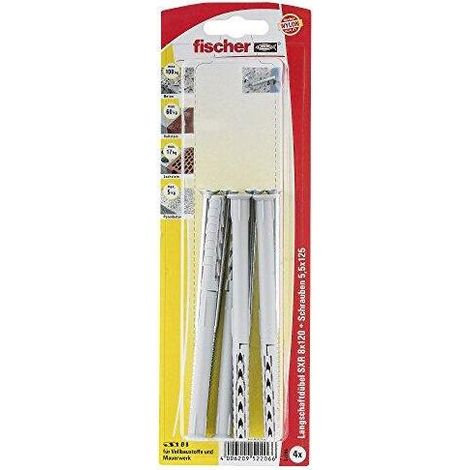 Fischer 4x Taco SXR 8x120 Z Tornillo de cabeza avellanada (PZ) - 52206