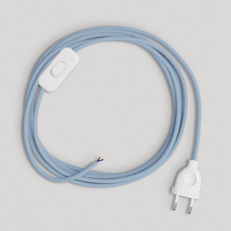 creative cables - Cablaggio per Lampada, Cavo RD75 Zigzag Blu Steward 1,80 m. Scegli Il Colore dell'interuttore e della Spina. - Bianco
