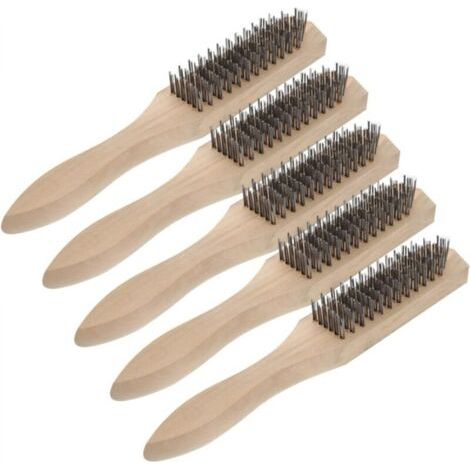 Outil de nettoyage de fil, brosse de grattage, brosse de nettoyage de fil, brosse métallique à poignée antirouille, brosse métallique à poignée, 5 pièces (1/3)