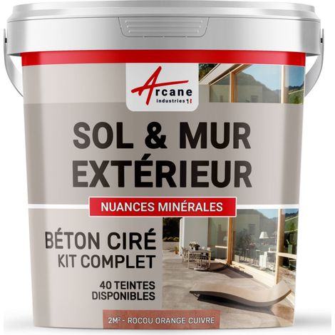 BETON CIRÉ: KIT KUNSTHARZ-BETONBESCHICHTUNG FÜR DRAUSSEN - Böden, Wände, Terrassen, Balkone, Treppen - Rocou-Kupfer-Orange - 2 m²-Kit (2 Schichten)