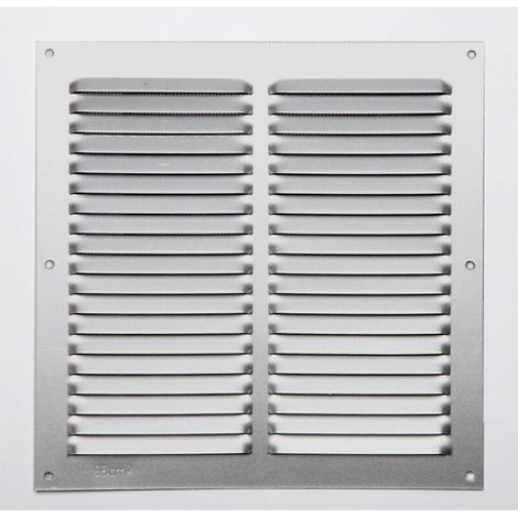 Grille aération VMC en aluminium 200x200mm – Finition chromée naturelle – Installation rapide pour cuisines et salles de bain