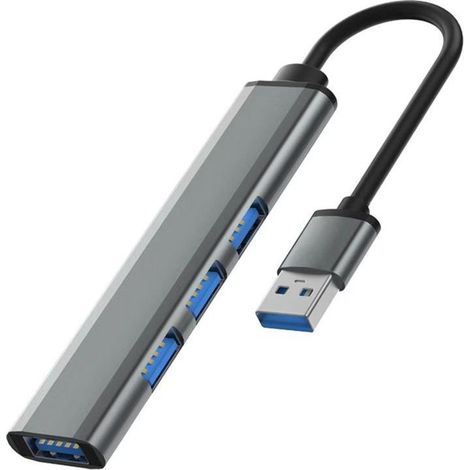 4-in-1 Multiport USB Hub Adapter with 1 USB 3.0 Port and 3 USB 2.0 Ports for Laptops, MacBook Pro, Windows, and Other Devices with USB Interface (1/5)
