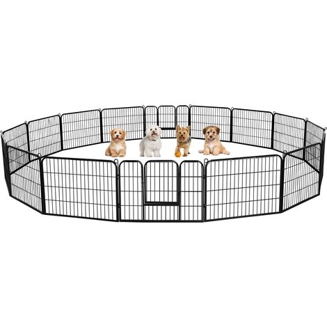 Yaheetech – Parc enclos pour chien 16 panneaux – Métal pliable 488 cm L × 164 cm L × 60 cm H – Clôture intérieure/extérieure avec porte (1/5)