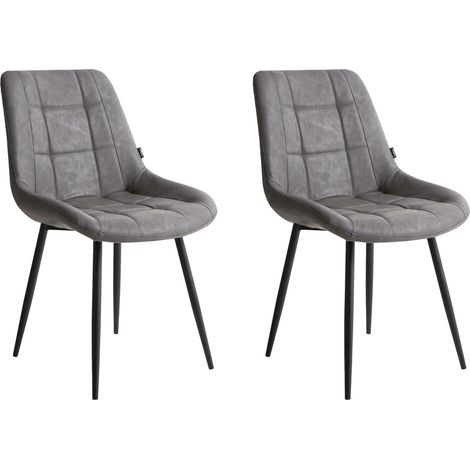 Set of 2 Dining Chairs MELROSE Faux Leather Grey (1/5)