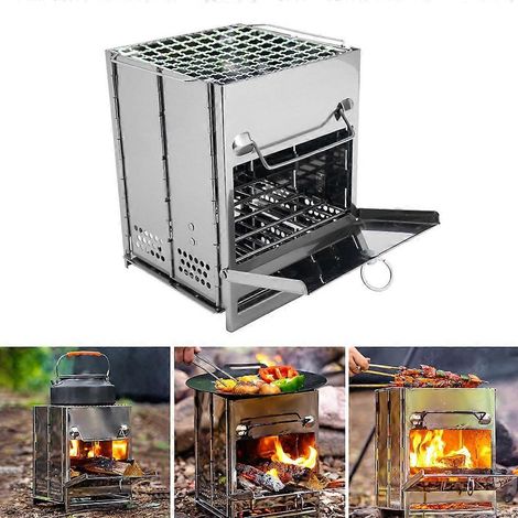 Réchaud à bois, réchaud à alcool en acier inoxydable, pour le camping, la randonnée et le trekking en plein air. (1/4)