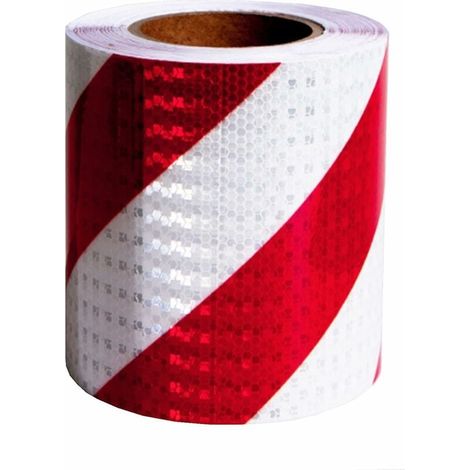 Ruban d'avertissement de danger rouge et blanc de qualité supérieure de 15 cm 25 m, ruban d'avertissement de danger réfléchissant imperméable Ruban d (1/5)