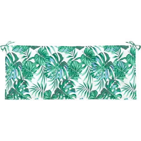 Cojín para banco jardín tela Oxford estampado hojas 120x50x7 cm vidaXL