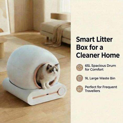 Maison de toilette autonettoyante pour chat intelligente - Litière automatique connectée avec contrôle par application, capteurs de sécurité et anti-odeur pour plusieurs chats