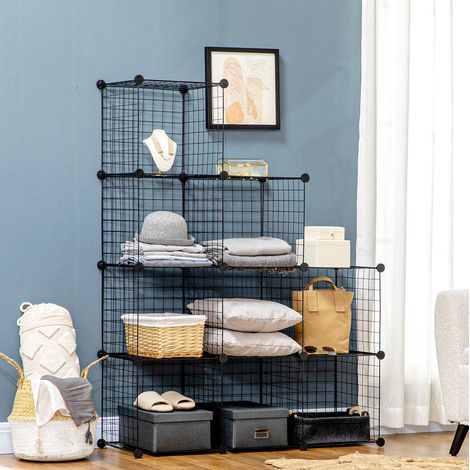 CHICFURN Scaffale modulare 105x35x105 cm in metallo nero, 9 scomparti, salvaspazio (1/5)