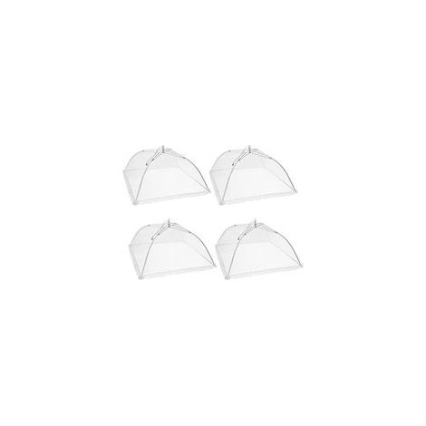 Paquet de 4 housses pour aliments pop-up en maille, tente de protection pliante de 17 pouces de style parapluie pour empêcher les mouches, les insectes, les moustiques, blanc