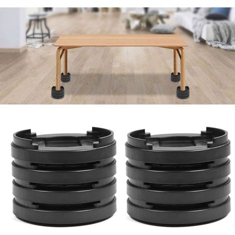 Vtizikl 8 pièces patins antidérapants en plastique pour pieds de meubles, multi-emplacements, pour table, bureau, canapé, chaises - Noir