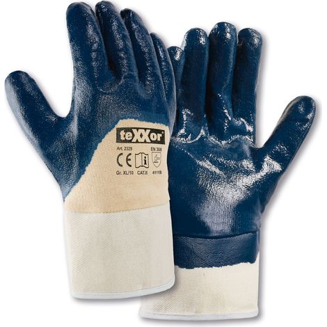 teXXor® Nitril-Handschuhe (¾-beschichtet) STULPE, Beige/Blau (1/5)