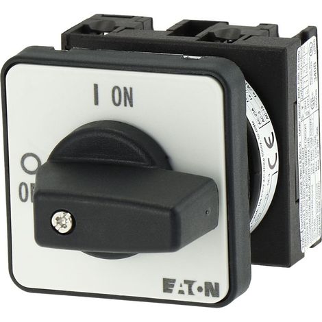 Eaton Interruttore ON-OFF, T0, 20 A, da incasso, 1 unità/unità, 2 poli, con manopola nera e targhetta frontale, 088709