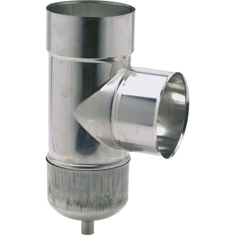 TEN – Té de tubage inox 304 90° – Purge Ø155 – Piquage femelle – Pour tous conduits inox