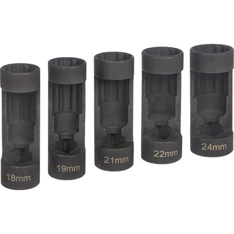 5 pièces Douille d'écrou de Jambe de Force d'entraînement 12 Points 1/2, 18mm 19mm 21mm 22mm 24mm, Outils de Amortisseur de Chocs