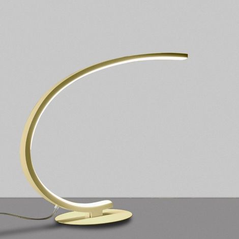 Lampada da tavolo IOLE L - Struttura in alluminio oro spazzolato, LED 12W 520lm 3000K, Dimmerabile Push integrato - Design Minimalista Gealuce (1/5)