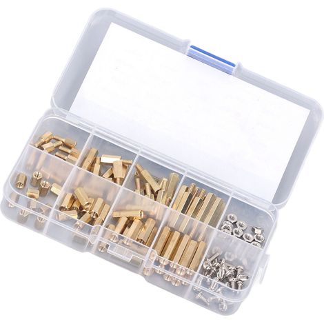 Lot de 120 vis et entretoises M3 laiton hexagones standard avec écrous pour auto et électronique (1/5)