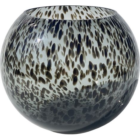 Vase Soufflé à la Bouche à Large Ouverture pour Bouquet et Bougie, Gris Motif Guépard - PANGIVO (1/3)